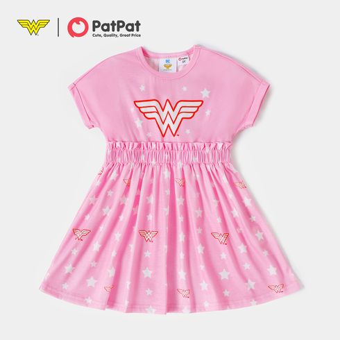 Wonder Woman Toddler Girl Stars Allover Print Short-sleeve Pink Dress