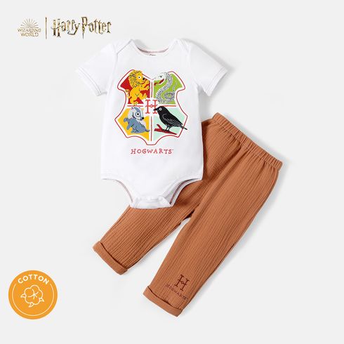 Harry Potter 2pcs Baby Boy Cotton Crepe Pants and Short-sleeve Graphic Romper Set