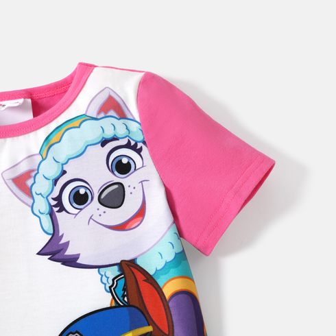 PAW Patrol Toddler Girl Letter Print Colorblock Short-sleeve Cotton Dress PinkyWhite big image 6