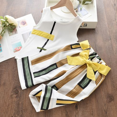 2-piece Baby / Toddler Girl Stylish Colorblock Striped Top and Pants Set 