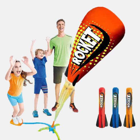 Stomp Rocket Launcher with 6 Foam Rockets Kids Outdoor Outside Toys Gift