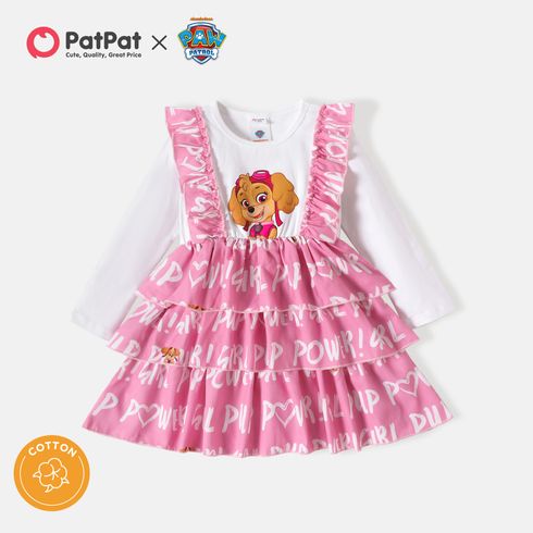 PAW Patrol Toddler Girl 2 in 1 Cotton Ruffled Layered Long-sleeve Dress