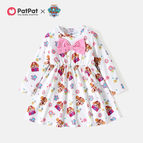 PAW Patrol Toddler Girl Allover Print Bowknot Design Long-sleeve Dress