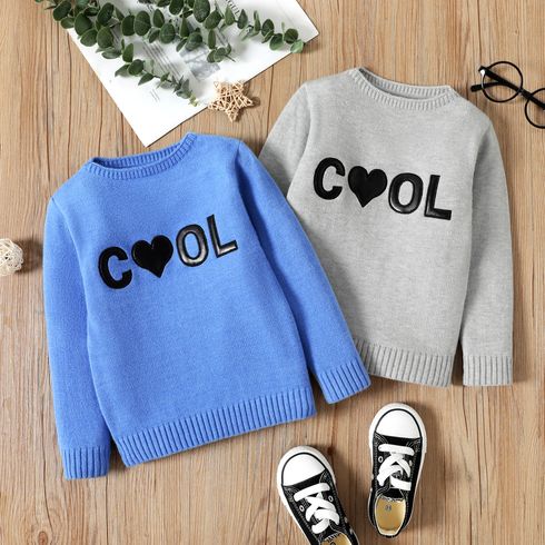 Toddler Girl Letter Embroidered Knit Sweater