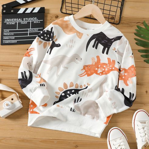Kid Boy Casual Animal Dinosaur Print Pullover Sweatshirt