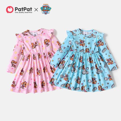 PAW Patrol Toddler Girl Allover Print Ruffled Long-sleeve Dress