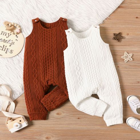 Baby Boy Solid Cable Knit Textured Overalls