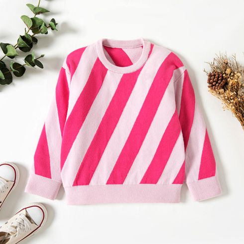 Toddler Girl Striped Long-sleeve Pink Sweater Top