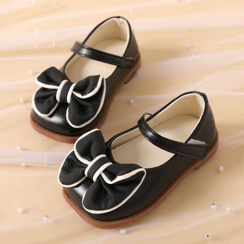 Toddler / Kid Bowknot Decor Black Flats Princess Shoes