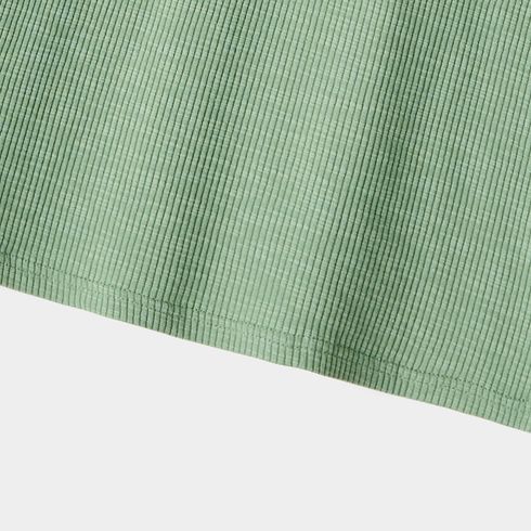 Family Matching Green Rib Knit Spliced Allover Dinosaur Print Dresses and Short-sleeve T-shirts Sets JadeGreen big image 9