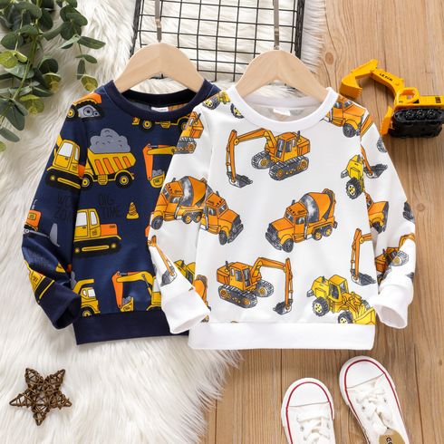 Toddler Boy Vehicle Excavator Print Pullover Sweatshirt