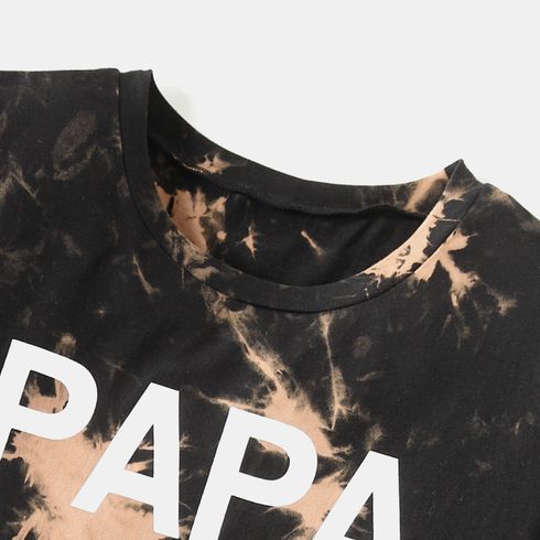 100% Cotton Short-sleeve Tie Dye Letter Print T-shirts for Mom and Me Black big image 16