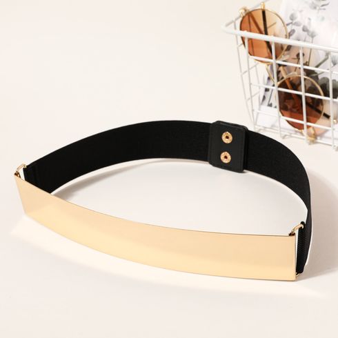 Women Metal Geometric Decor Elastic Belt