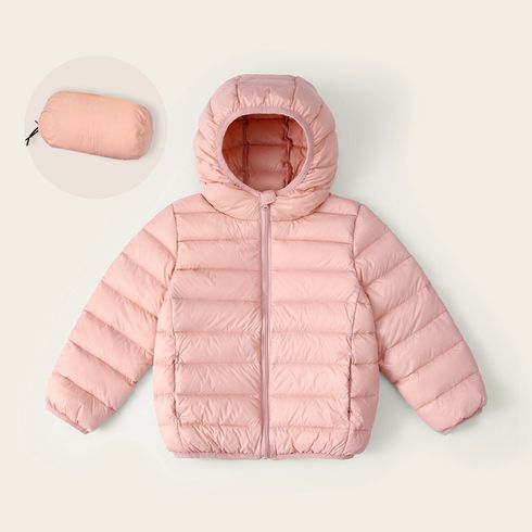 Kid Girl Solid Color Portable Lightweight Packable Hooded Puffer Down Coat