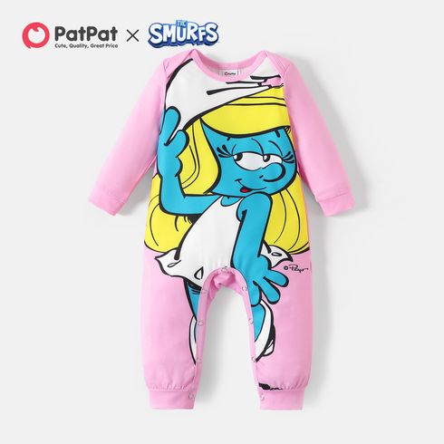 The Smurfs Baby Girl Pink Long-sleeve Graphic Jumpsuit