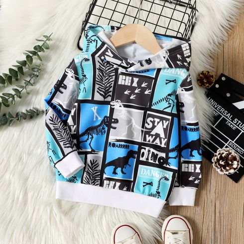 Toddler Boy Colorblock Animal Dinosaur Print Hoodie Sweatshirt