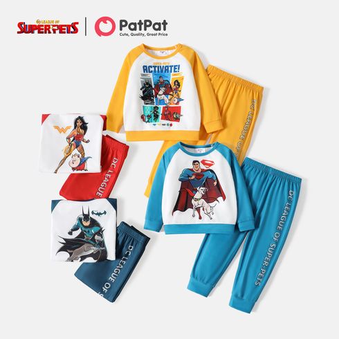Super Pets 2pcs Toddler Boy Figure Print Sweatshirt and Letter Print Pants Set