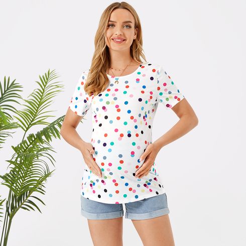 T-shirt de maternité Décontracté/extérieur Doux Imprimé intégral tricot Manche courte Haut De Maternité