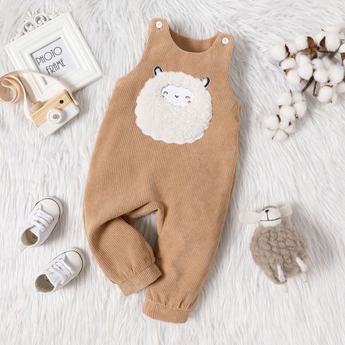 Baby Girl Sheep Pattern Brown Overalls