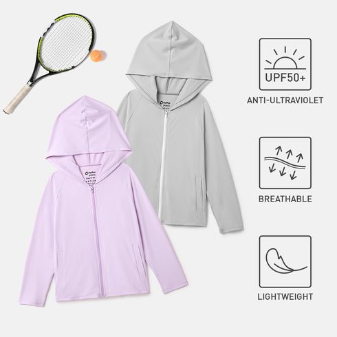 Activewear Anti-UV Toddler Girl Solid Color Sun Protection Hooded Jacket