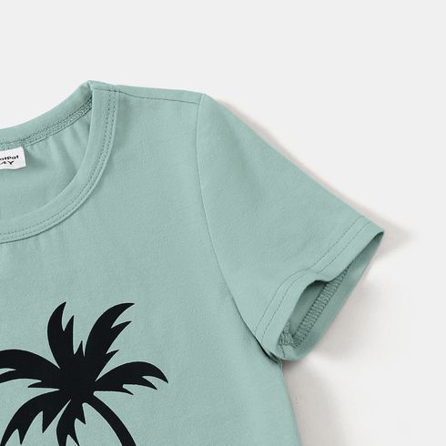 Family Matching 95% Cotton Short-sleeve Coconut Tree & Letter Print T-shirts ColorBlock big image 8