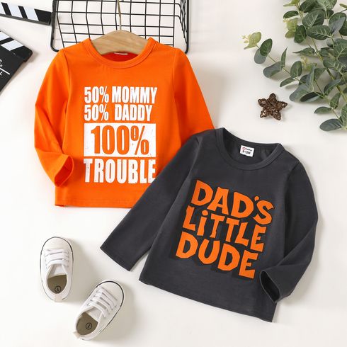 Baby Boy Letter Print Round Neck Long-sleeve Tee