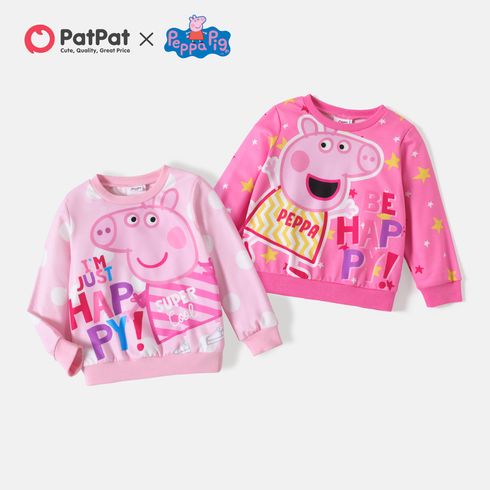 Peppa Pig Toddler Girl Polka dots Letter Print Cotton Sweatshirt