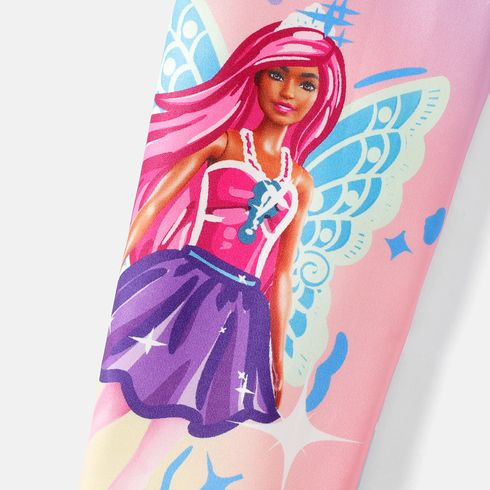 Barbie Kid Girl Character Letter Print Tie Dyed Elasticized Leggings Multi-color big image 3