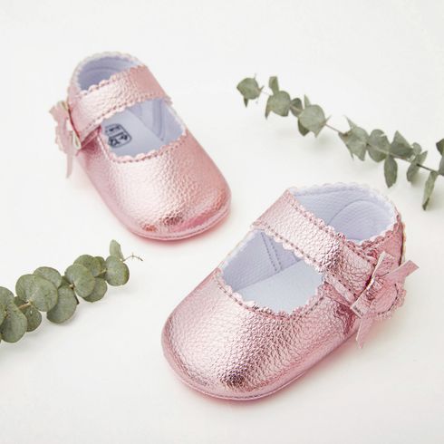 Baby / Toddler Wavy Trim Bow Velcro Prewalker Shoes