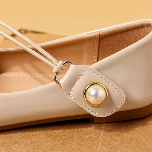 Toddler / Kid Faux Pearl Decor Fashion Flats Beige big image 5