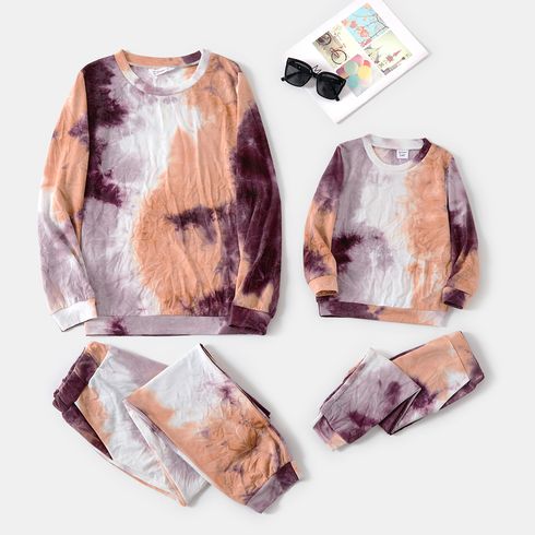 Mommy and Me Long-sleeve Tie Dye Sweatshirts and Sweatpants Sets