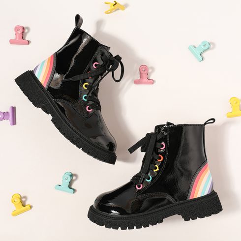 Toddler / Kid Rainbow Pattern Lace Up Boots (The color of the eyelet and heel rainbow is random)
