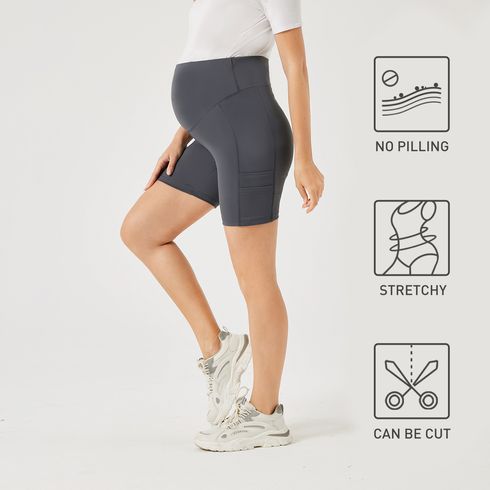 Activewear 4-way Stretch Maternity Patch Pocket Biker Shorts
