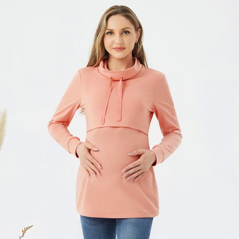 Nursing Half Turtleneck Long-sleeve Drawstring Sweatshirt