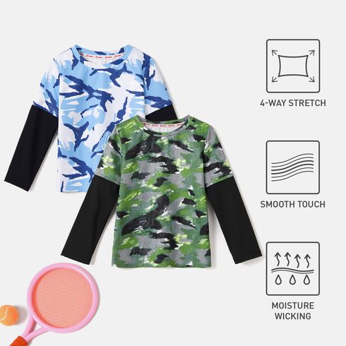 Activewear Toddler Boy Camouflage Print Splice Long-sleeve Tee