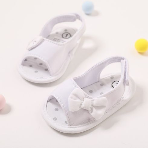Baby / Toddler Girl Pretty Solid Bowknot Sandals White big image 3
