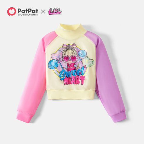 L.O.L. SURPRISE! Kid Girl Character Print Colorblock Mock Neck Sweatshirt