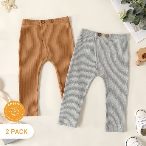 2-Pack Baby Boy Cotton Rib Knit Solid Leggings Set