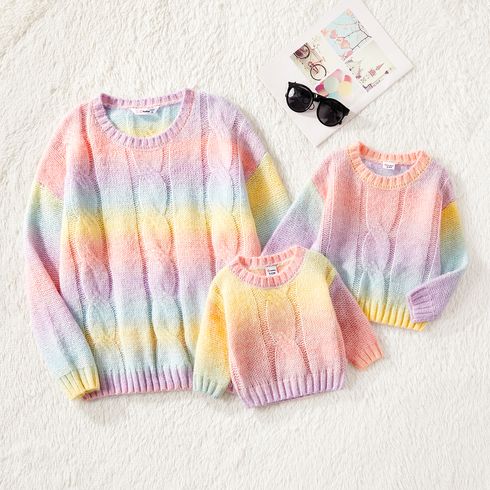 Mommy and Me Long-sleeve Ombre Cable Knit Pullover Sweater