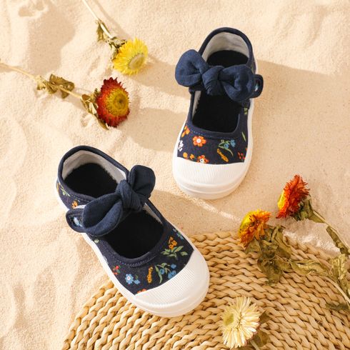 Toddler / Kid Floral Pattern Bow Velcro Canvas Shoes
