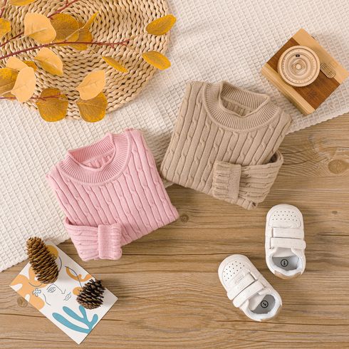 Baby Boy/Girl Solid Cable Knit Long-sleeve Pullover Sweater