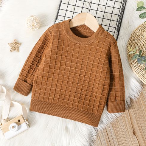 Toddler Boy Basic Textured Brown Knit Sweater