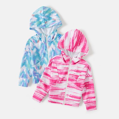 Toddler Girl Tie Dyed Zipper Design Hooded Jacket
