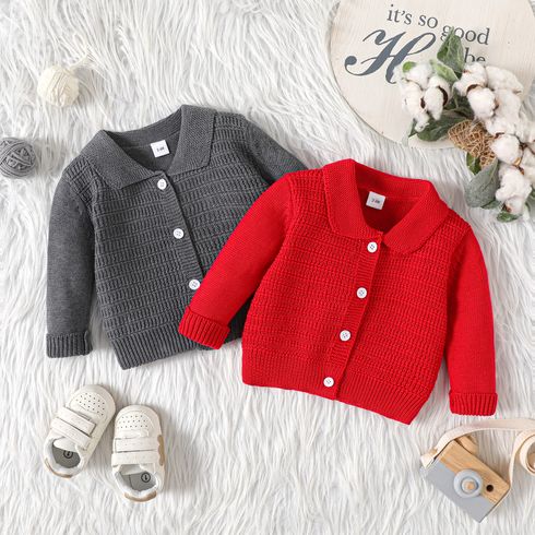 Baby Boy/Girl Solid Knitted Long-sleeve Button Front Cardigan Sweater