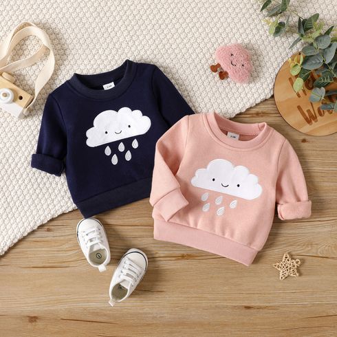 Baby Boy/Girl Cloud Embroidered Long-sleeve Pullover Sweatshirt