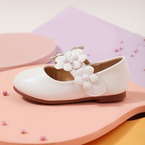 Toddler / Kid Floral Decor White Mary Jane Shoes