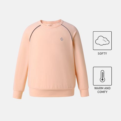 Activewear Kid Girl Solid Color Raglan Sleeve Pullover Sweatshirt