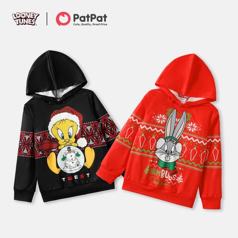 Looney Tunes Kid Boy Christmas Geo Character Print Hoodie Sweatshirt