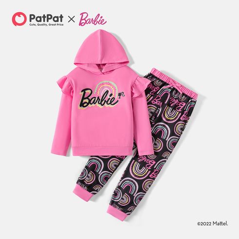 Barbie 2 unidades Criança Conjuntos Menina Letras Com capuz Fato de manga comprida e calças