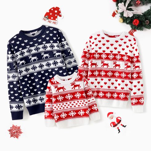 Christmas Family Matching Allover Pattern Long-sleeve Knitted Sweaters